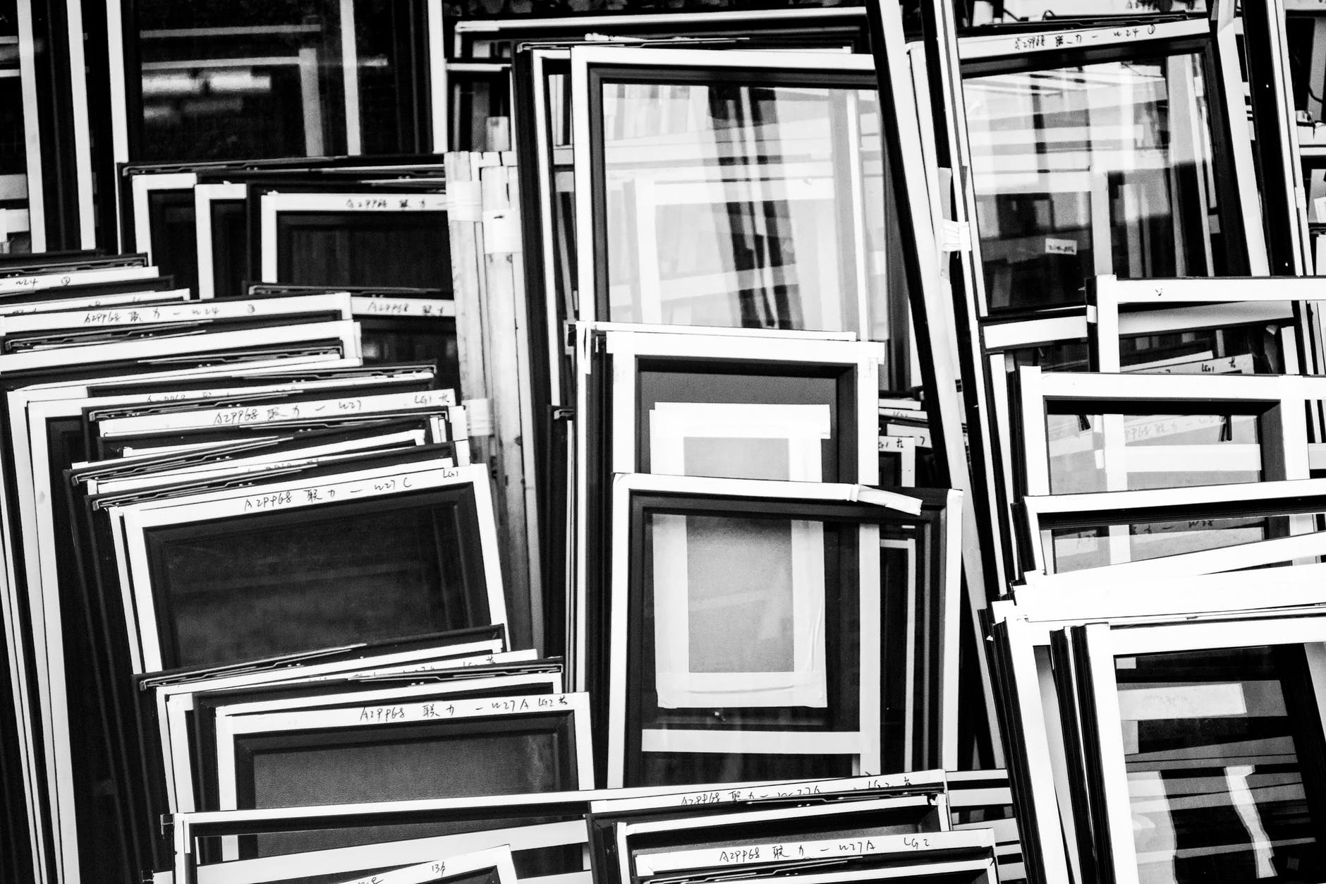 monochrome photography of frames
